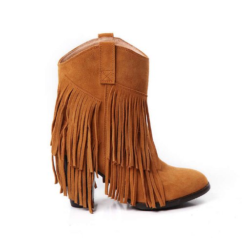 Bohemian Heeled Leather Tassel Women's Ankle Boots on Luulla